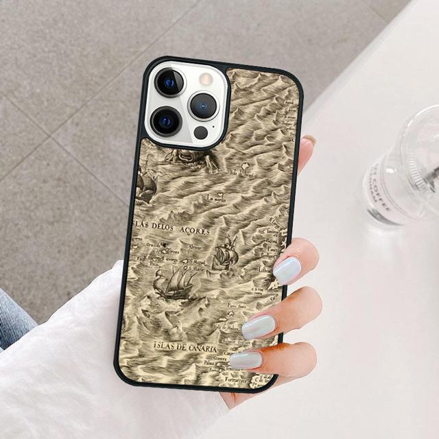 Ancient Sea Ship Map Phone Case Cover For iPhone 17 Air 15 16 14 13 12 Pro Max 11 Pro Max Plus Coque Shell