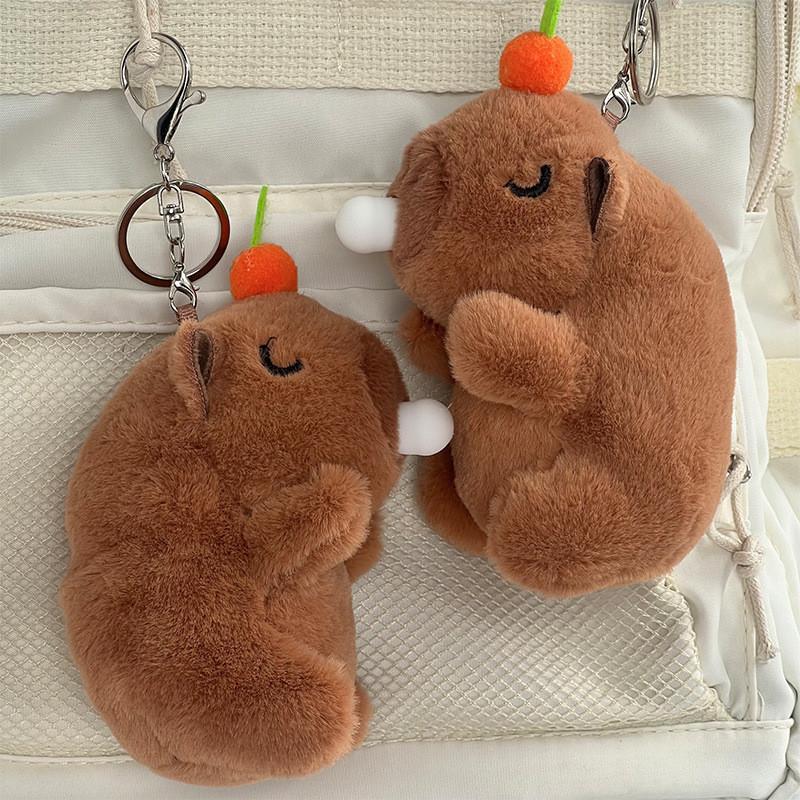 Adorable Bubble-blowing Capybara Plush Keychain Charming Bag Accessory Perfect For Couples
