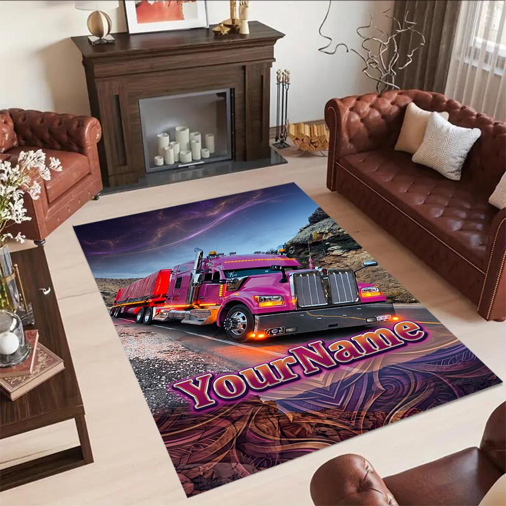 Peterbilt Heavy Trucks Personalized Name Floor Rug Office Rug Perfect for Hallway Entryway Decorate room Kitchen Antislip Carpet Decorate Offices