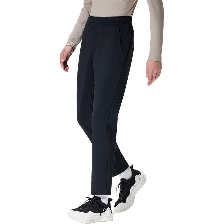 Anta Champion All-Weather Series Solid Color Mid-Waist Straight Leg Knit Casual Pants Men Bottoms Night-Sea-Black 152330302-3