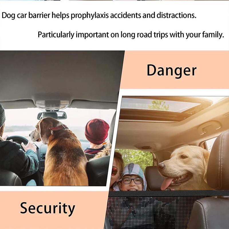Car Dog Net Barrier, 21x21 In Adjustable Mesh Obstacle Car Dog Barrier Net Car Back Seat Pet Fence Car Pet Isolation Protectiv