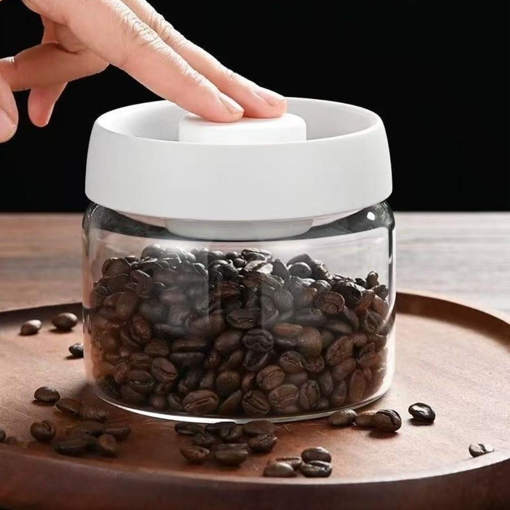 Manuelle Kaffeebohnen-Aufbewahrungsglas Drucktyp Glas-Kaffeebehälter Vakuumversiegeltes Glas Küchenaufbewahrung