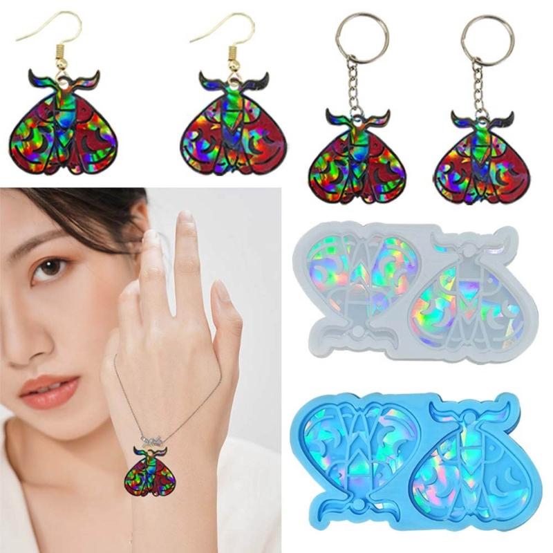 Holographic Butterfly Earrings Silicone Mold Ear Drops Crystal Epoxy Resin Mould DIY Ear Rings Jewelry Making Tools