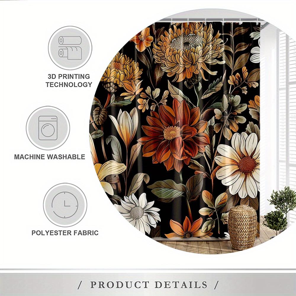 Vintage Floral Shower Curtain - Waterproof, Mildew-Resistant with Elegant Flower Design for Classic and Stylish Bathroom Decor