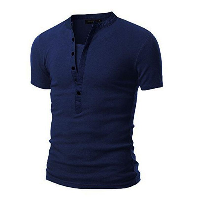 

Slim Mens Fashion Fit V Neck Tshirt Muscle Tee Casual Tops Short Sleeve Blouse XL тёмно-синий