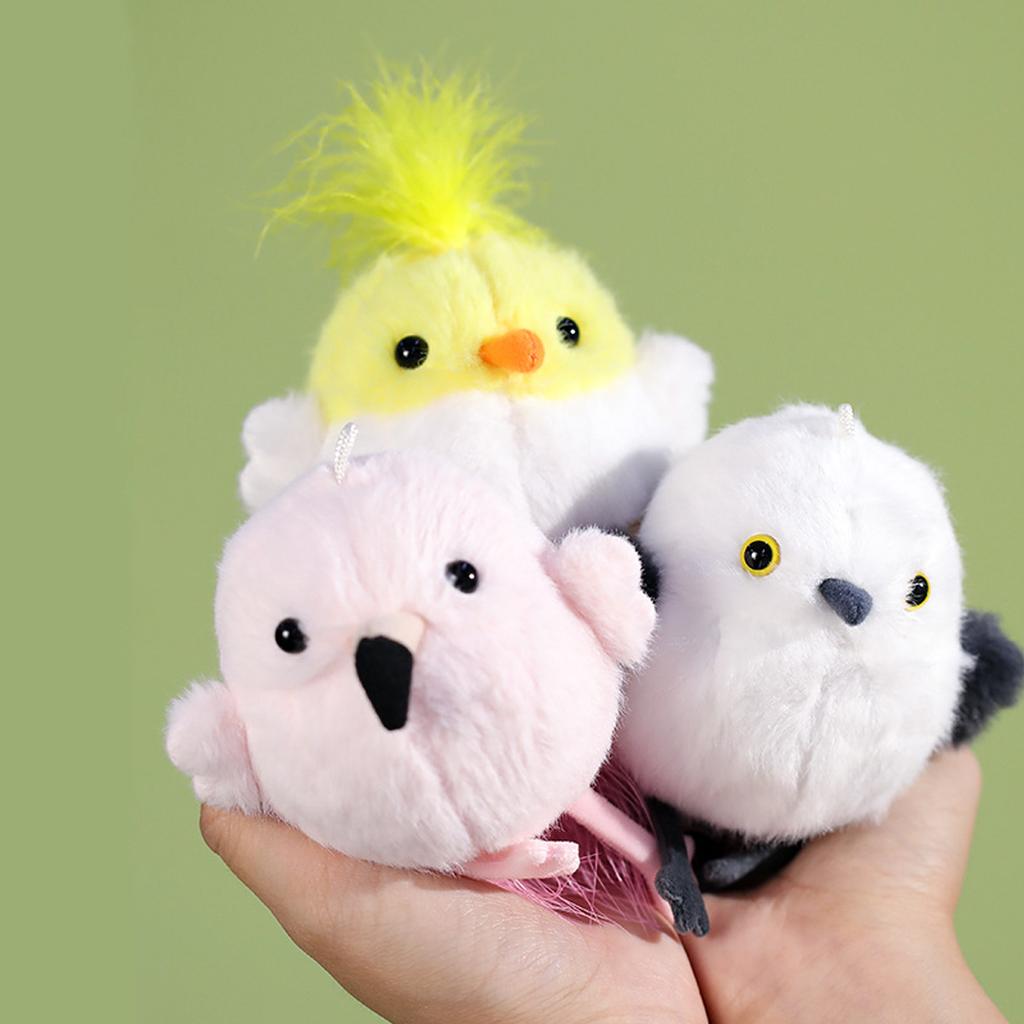 Non-Toxic 1Pc Cute Chirping Bird Parrot Shake And Make Sound Plush Toy With Keychain Bell Flamingo Backpack Pendant Decor Christmas Gift