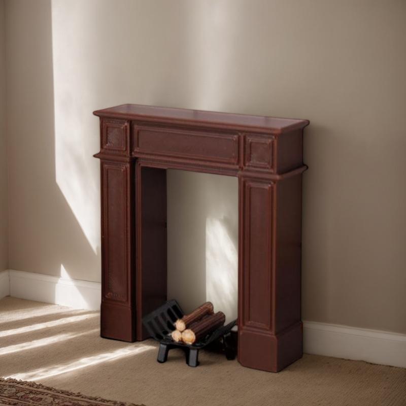[J]1Pcs Dollhouse Miniature European-style Home Living Room Cabinets American Retro Storage Fireplace Background Decor Furniture