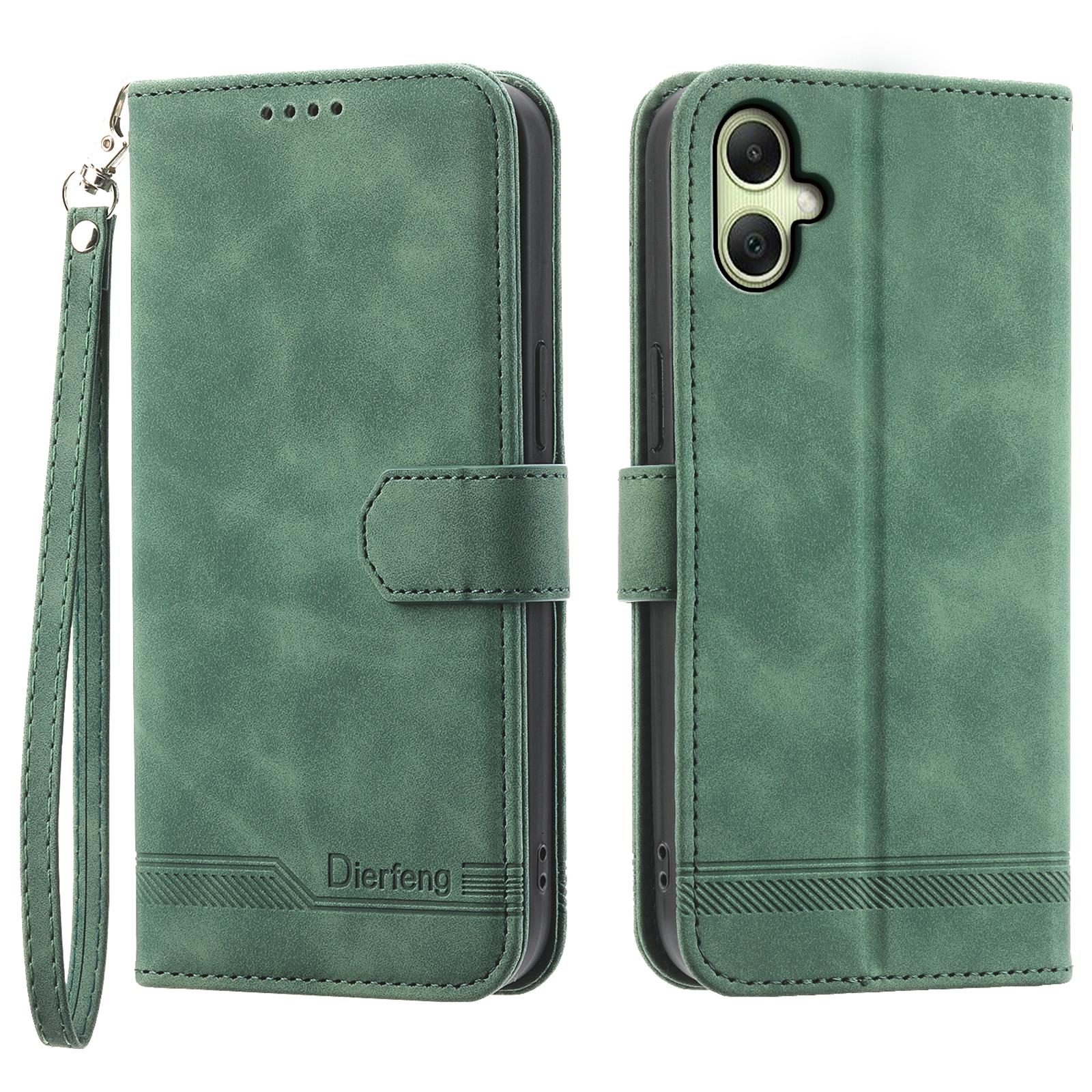 DIERFENG DF-03 For Samsung Galaxy A06 4G Leather Case Lines Imprint Wallet Phone Cover C