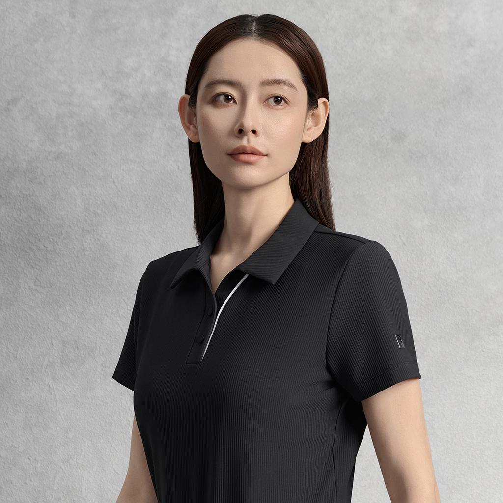 Fila Golf Series Fashionable Simple Slimming Casual Sports Golf Versatile Comfortable Knitted Short Sleeve Polo Shirt Women Tops A11W535114FBK