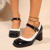 Hot Selling 2025 New Mary Jane Women's Comfortable Chunky Heel Shoes  Autumn Buckle Strap Single Shoes Square Head Rubber Bottom