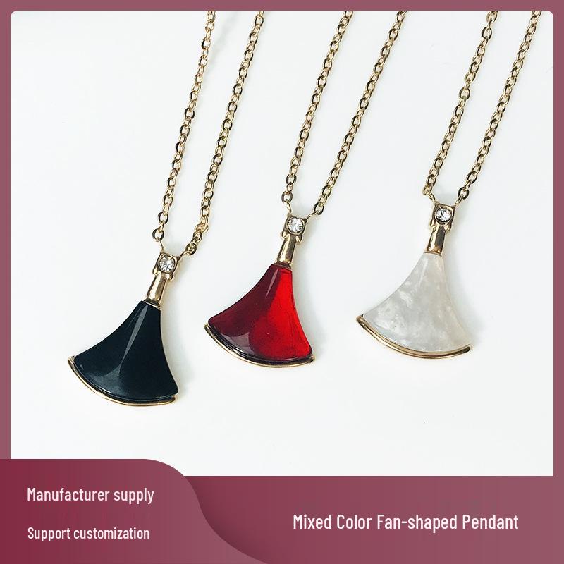 Trendy Dopamine Fan-Shaped Titanium Steel Necklace – Non-Fading, High-End Women's Gift