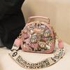 BEIBAOBAO Original Street Trend Women's Crossbody Bags Fashion Canvas PU Splicing Ladies Handbag Cute Cartoon Bear Fresh One Shoulder Bags for Females
