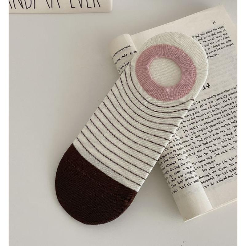 Sock Children's Summer Lightweight Striped Ankle Socks with Invisible Shallow Opening, Anti-slip, Non-slip Off-the-heel Cotton Dopamine Short Socks