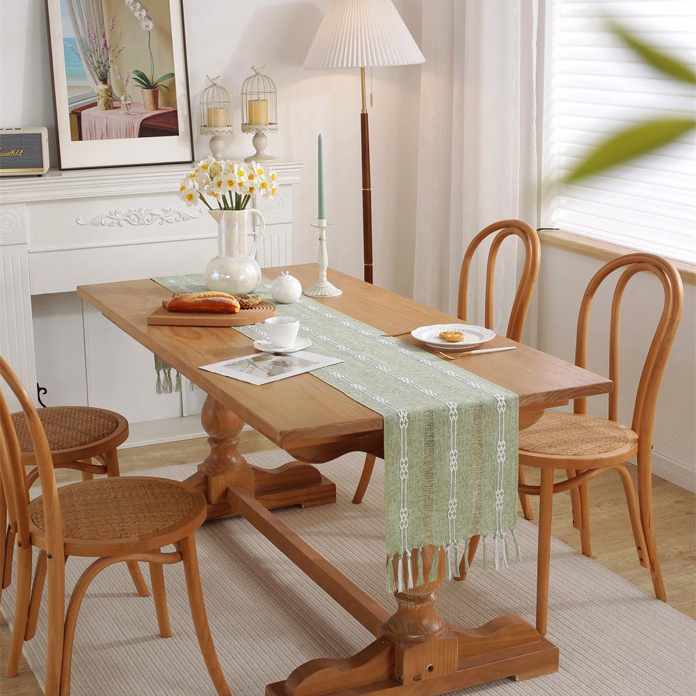Nordic Jacquard Geometric Table Flag Fringed Fashion Tea Flag Dining Flag Long Polyester Cotton Tablecloth