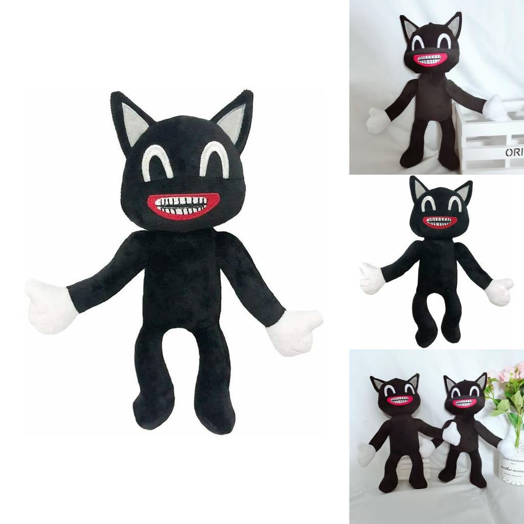 Adorable Black Cartoon Cat Plush Toy Stuffed Doll Perfect For Halloween Decorations