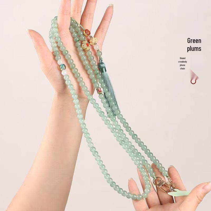 Zen Crossbody Beaded Phone Chain with Tassel - Hanfu Style Anti-Lost Lanyard 2025 for Women