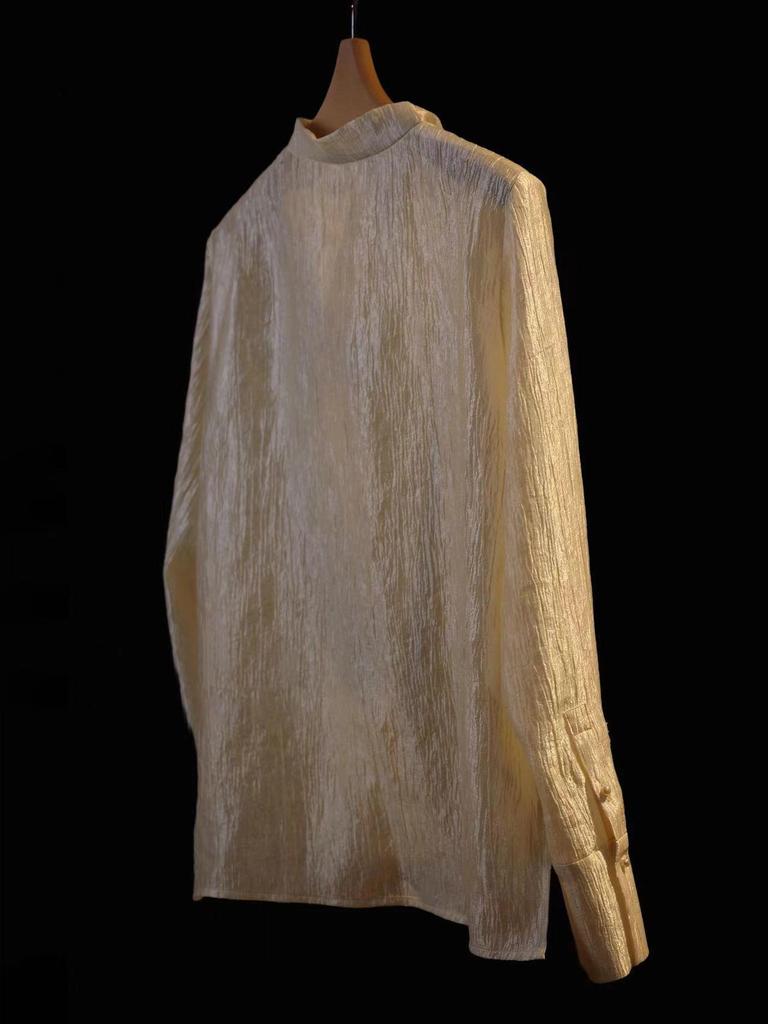 2026 Early Spring Niche Designer Flowing Gold Elegant Shirt