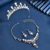 Bridal Necklace Earrings Set Chain Wedding Necklace Accessories Crown Necklace Earrings Three-Piece Wedding Bridal Headdress