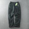 Men's Winter Casual Pants Windproof and Waterproof Outdoor Plus Velvet Soft Shell Pants Straight  Multi-bag Tooling Men Gift Belt