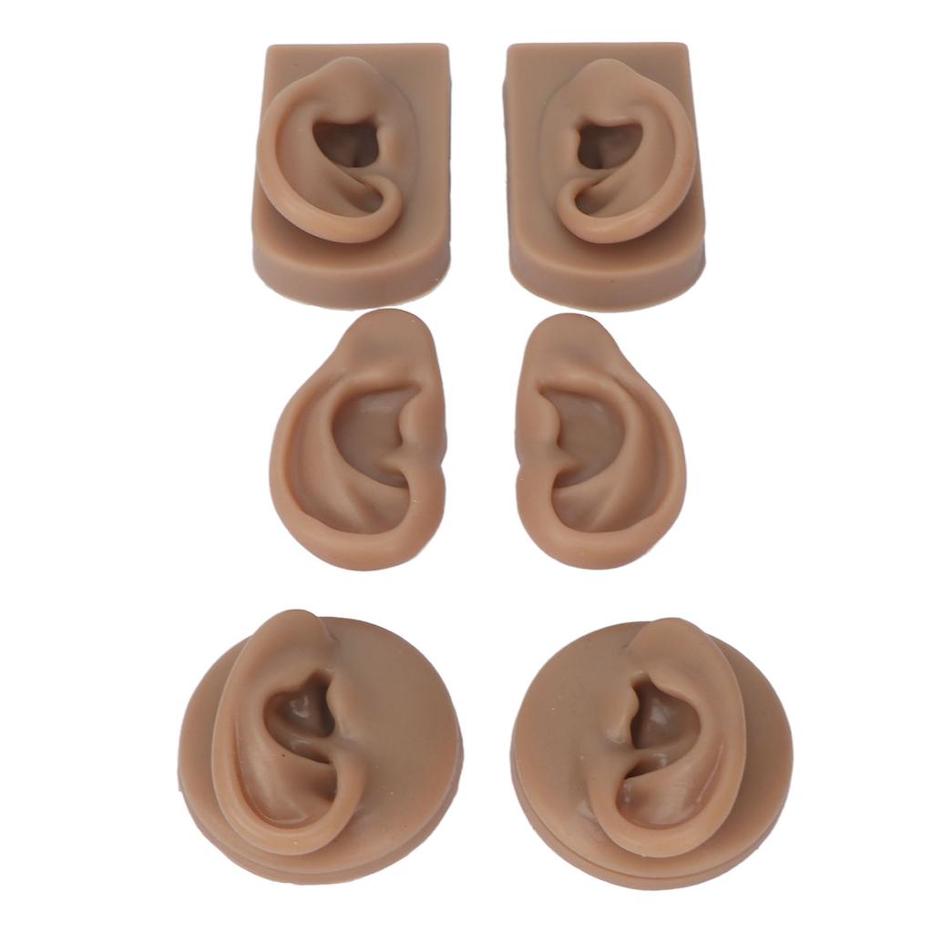 3 Pairs Silicone Ear Model Soft Flexible Simulation Human Ear Model for Piercing Practice Jewelry