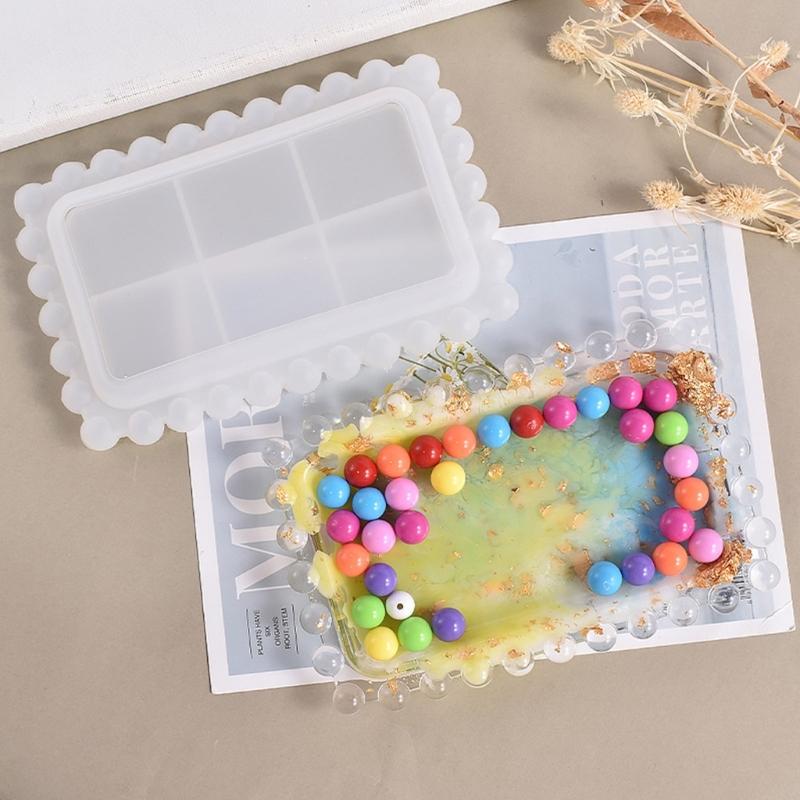 Bead Dish Silicone Mold Epoxy Dish Coaster Mold Pallet Resin Casting Mold Suitable for Diy Storage Box Fruit Plate Mat