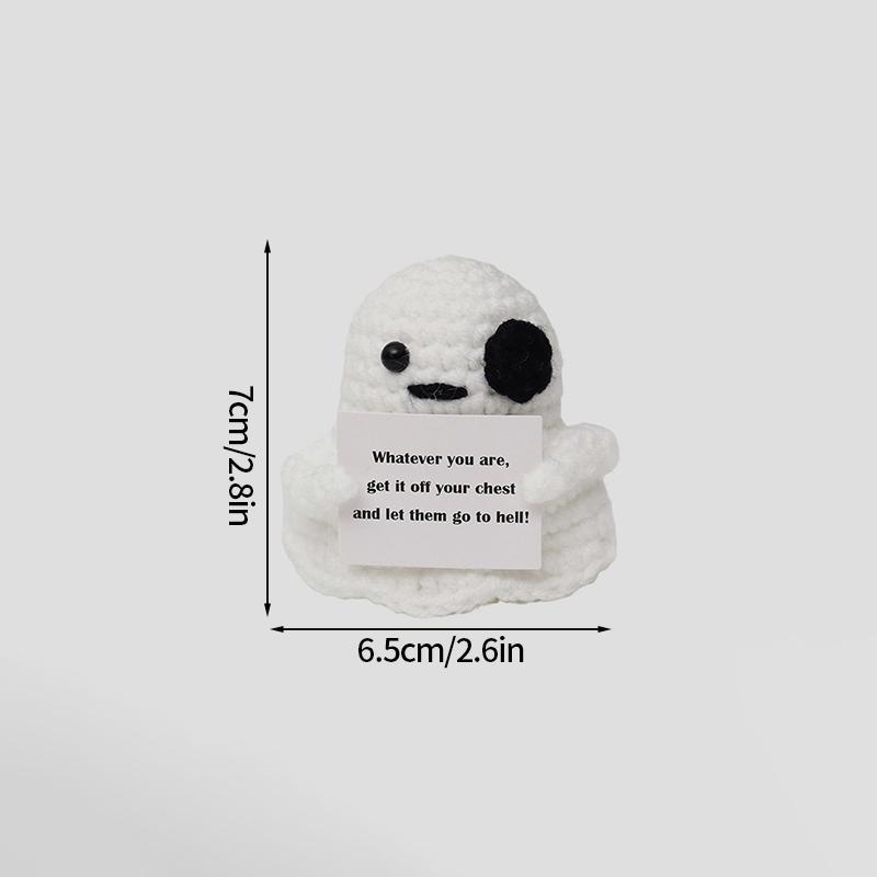Halloween Cute Ghost Crochet Pendant Desktop Handmade Weaving Decor Creative Halloween Party Gift Backpack Keychain Accessories