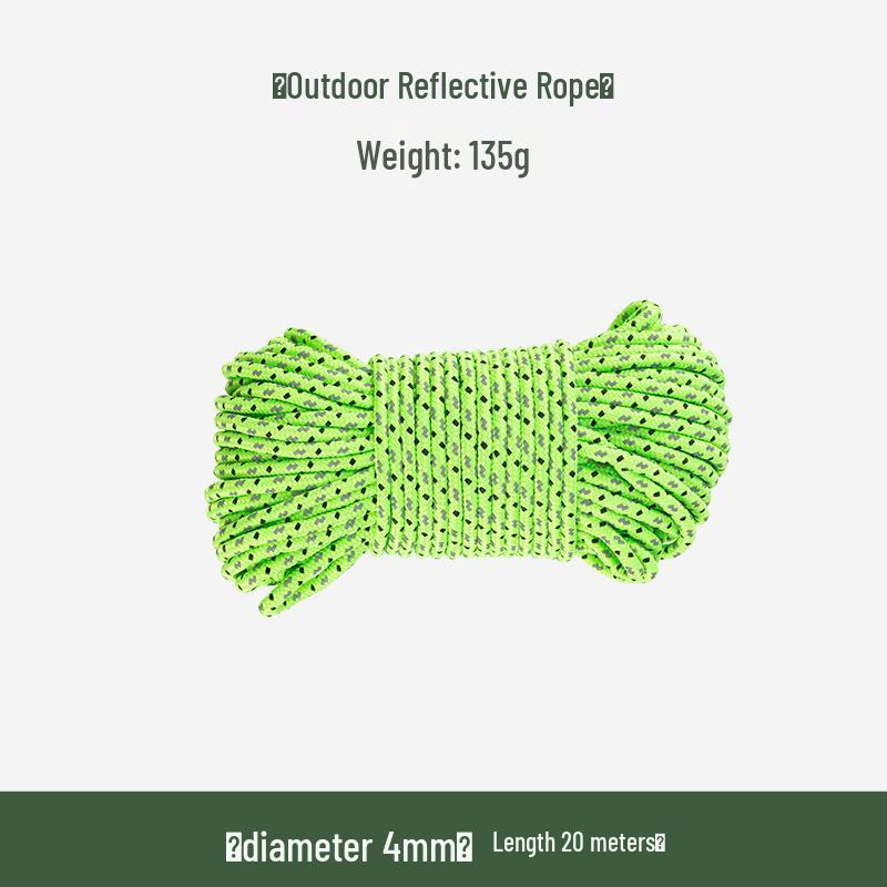 Reflective Glow-in-the-Dark Guyline: Windproof, Fluorescent Rope for Tent and Tarp Anchoring