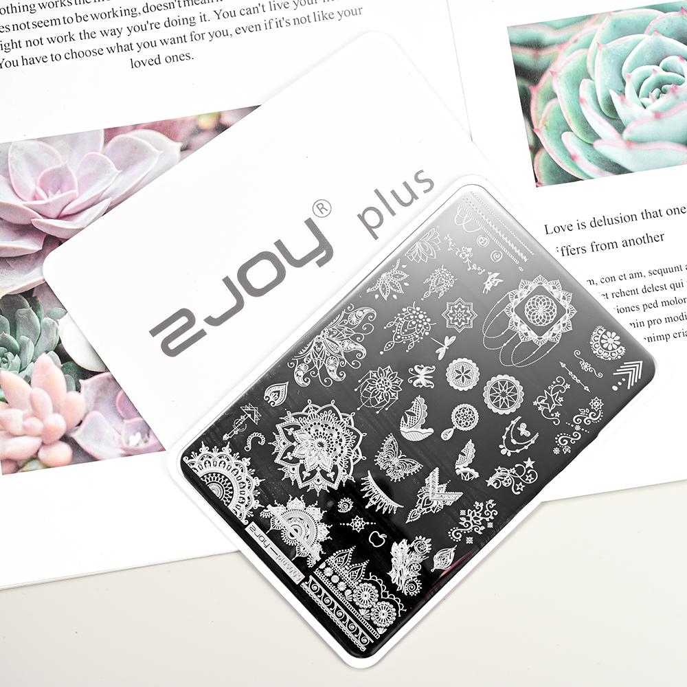 Destičky na ražení nehtů Zimní linky svetru s pruhovaným vzorem Šablony na nehty DIY geometrický kostkovaný design nehtová deska Obrázek Decoratio