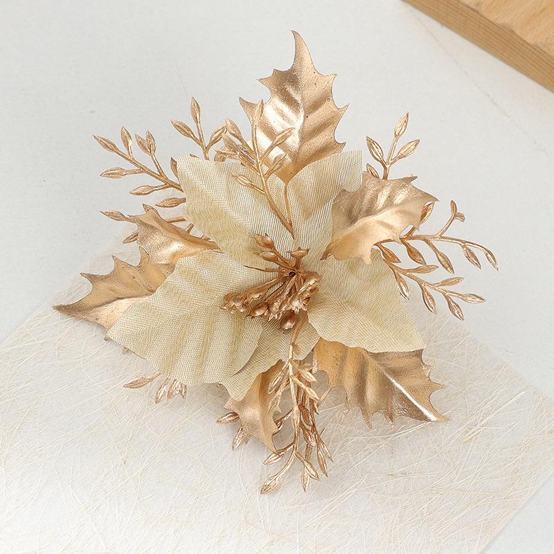 

Simulation flower Christmas home decoration ornament Christmas tree pendant wreath accessories do not drop pink gold powder flower золотой