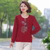 Stylish Rhinestone Long-Sleeve Loose Fit T-Shirt for Moms