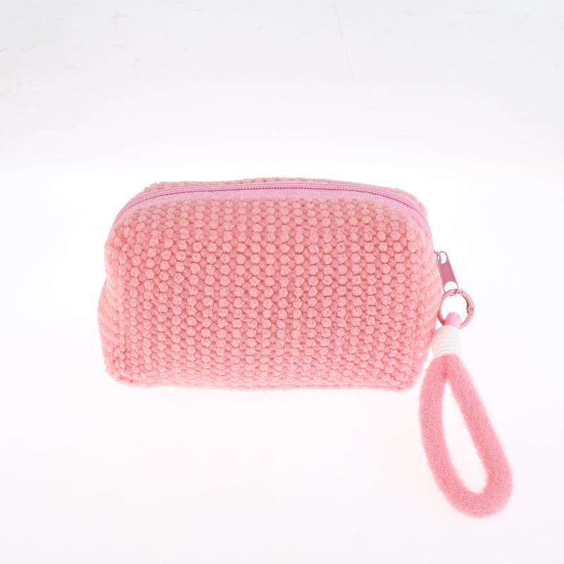 Sweet And Girly Candy Color Plush Large Capacity Makeup Bag, Toiletry Bag, Travel Portable Handbag Plush Makeup Bag