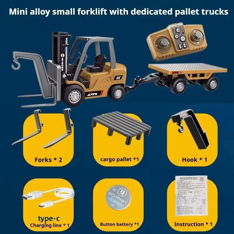 1/64 Rc Forklift Mini Semi-Proportional 2.4g Rc Car Bluetooth Alloy Remote Control Engineering Vehicle Children Toys Ask Nanfeng