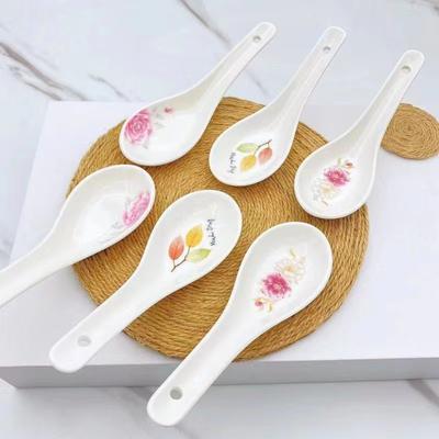 5PCS Ceramic Spoons Korean Hand Painted Dessert Spoon Kitchen Accessories Seasoning Scoop Soup Ladle Porcelain Tableware Scoops