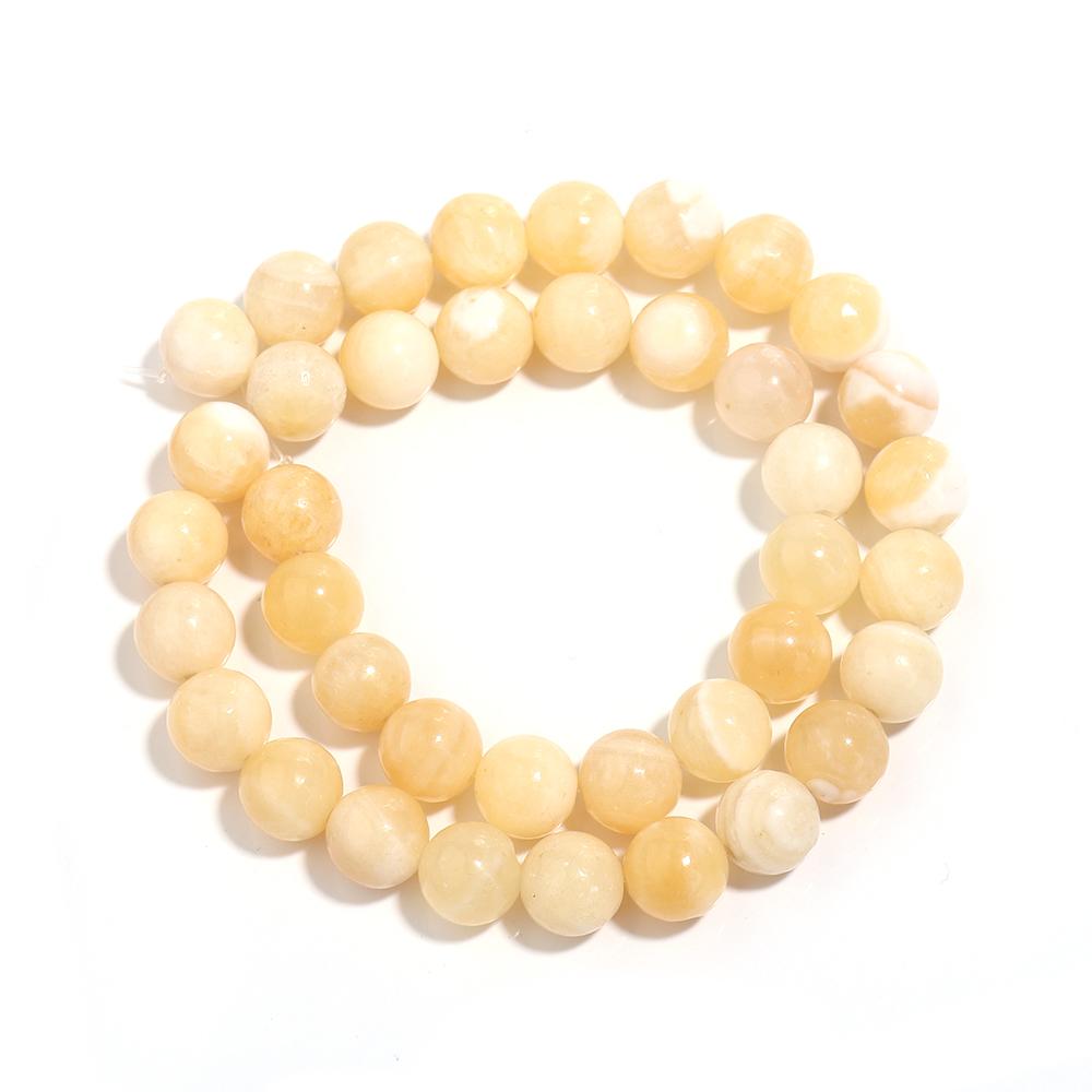 1 Strand Natural Stone Yellow Jade Beads Round Genuine Stone Beading Loose Gemstone for DIY Bracelet Necklace  Jewelry Making