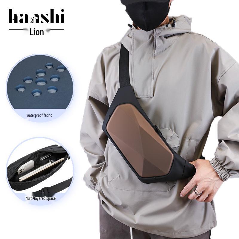 

Трендовая модная унисекс сумка-ракушка для ношения на груди и поясе коричневый