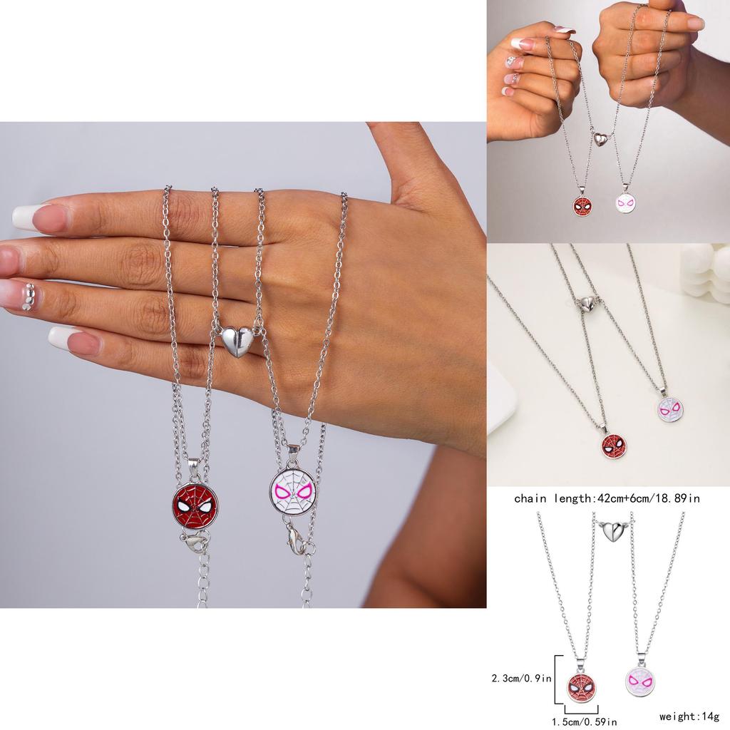 Spiderman Paar Magnetische Halskette mit Geometrischem Anhänger für Frauen