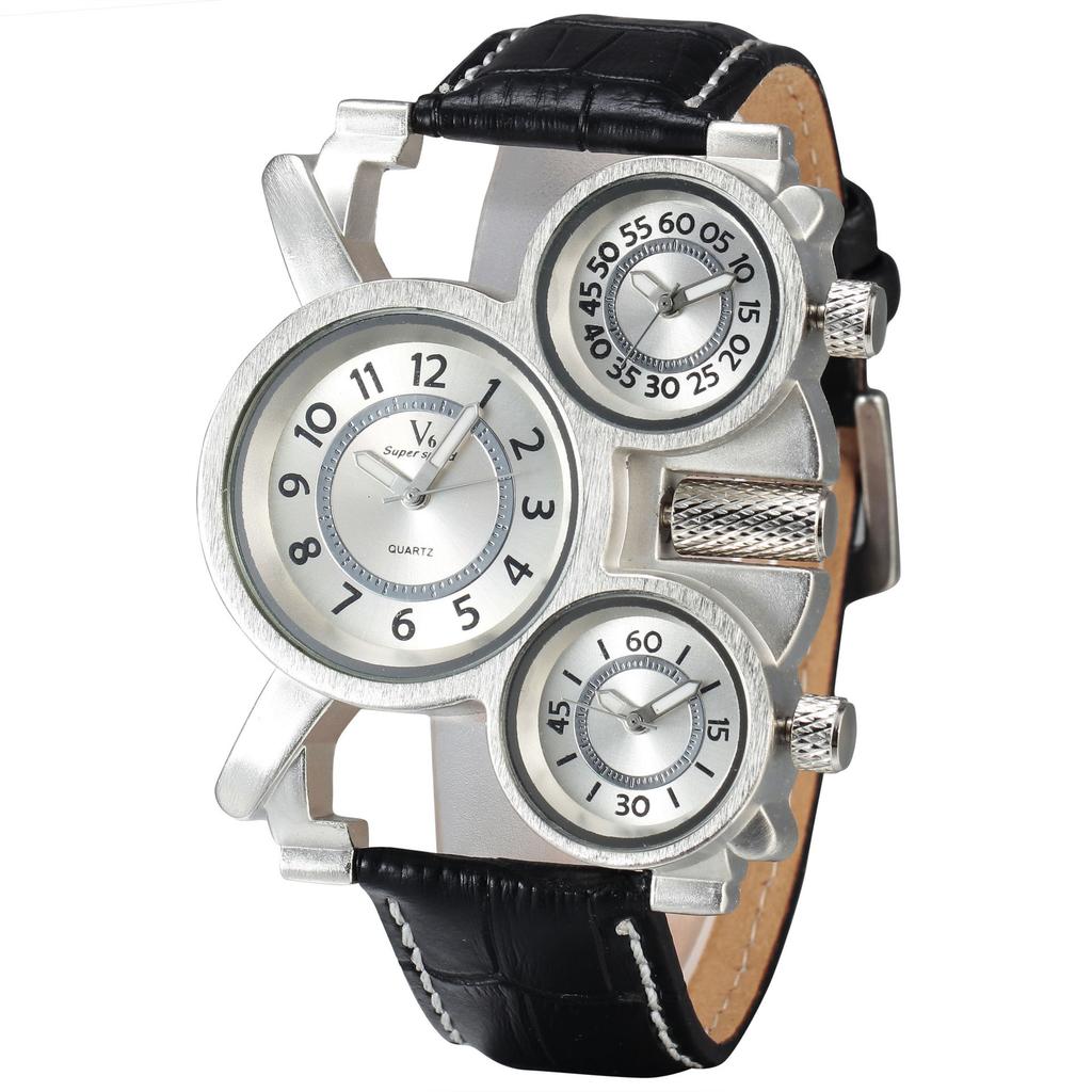UTHAI BK117 Trendige Herrenuhr mit mehreren Zeitzonen Drei Zeitzonen Kreatives Armband Quarzuhr Geschäftsuhr Geschenkuhren für Männer