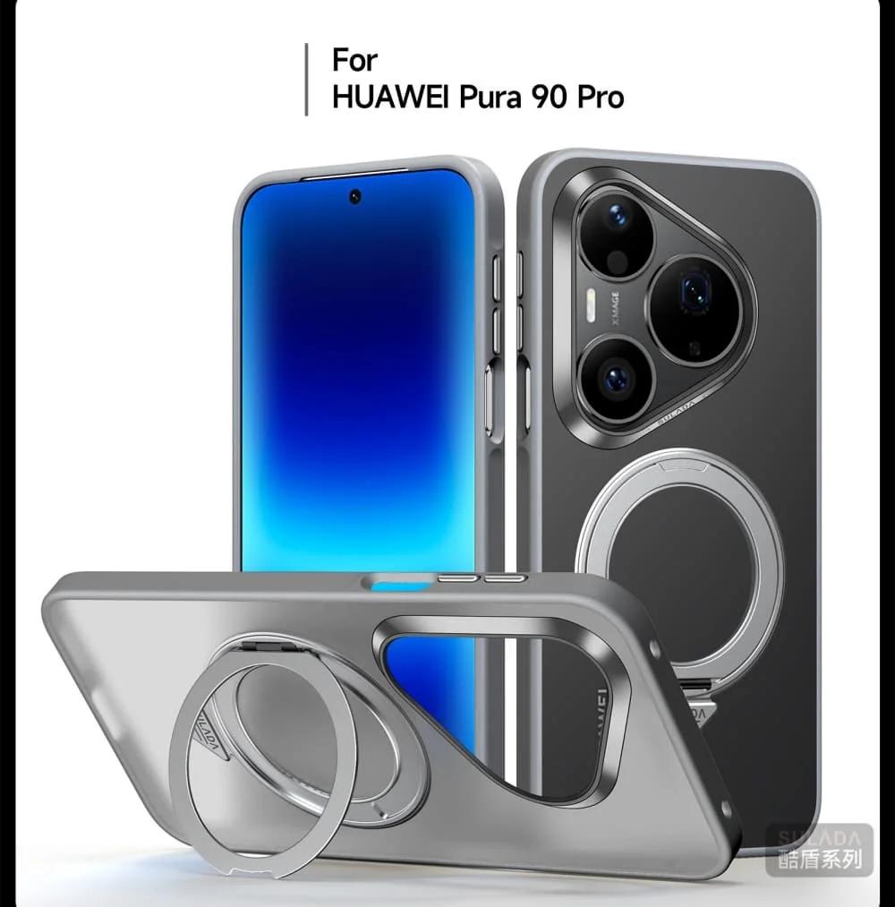 Original Sulada Matt Transparentes PC Für Magsafe Hülle Für Huawei Pura 90 Pro Max 360 Metallring Halter Halterung Armor Abdeckung
