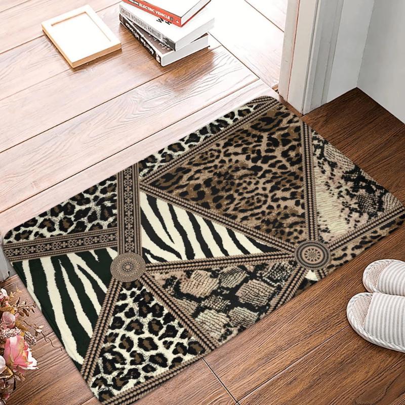 Siberian Tiger Fur Pattern Doormat, Realistic Wild Animal Print Anti-Slip Mat for Kitchen Bathroom Living Room Entrance Floor