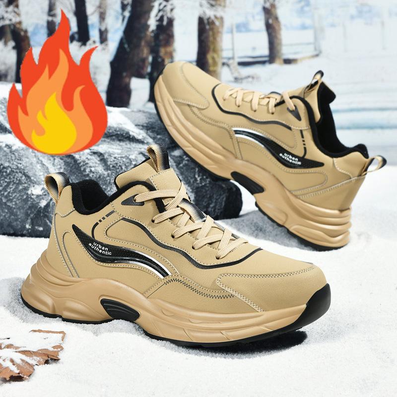 Autumn and Winter Velvet Warm Large Size Fashion Casual Men's Shoes Outdoor Sports Running Shoes Non-slip Waterproof Lightweight