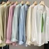 GlowGirl Women's Summer Sun Protection Shirts Casual Loose with Pocket Chiffon Blouses Female Korean Chic Thin Breathable Slimming Shirt