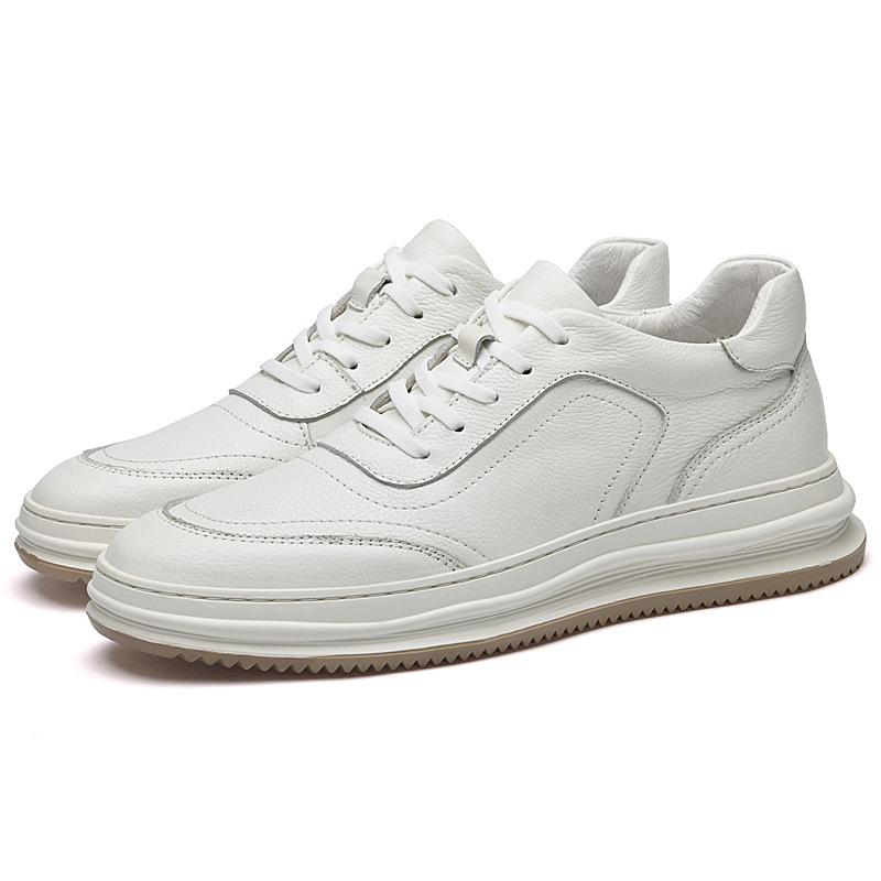 European station little white shoes men's breathable platform sports board shoes first layer cowhide fashion trend casual shoes