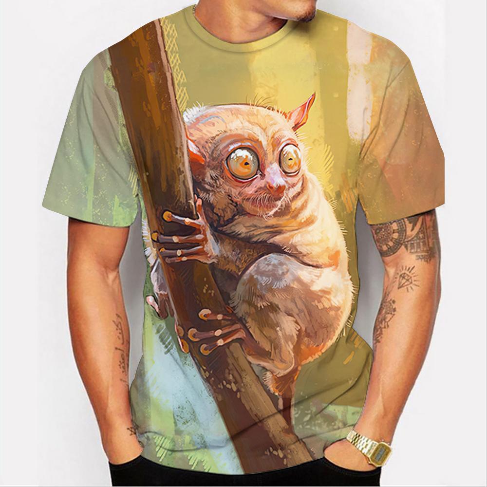 

Смешная футболка с принтом Tarsier Футболка с короткими рукавами для мужчин Повседневная уличная мужская одежда Топы с рисунком животных Свободные футболки большого размера 5XL