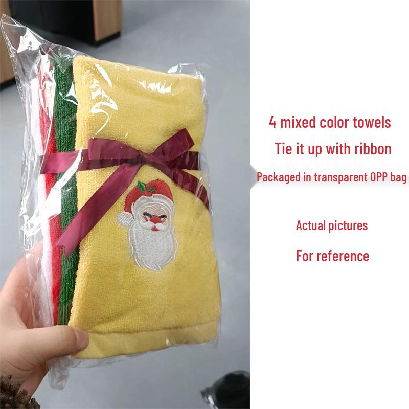 

Набір рушників з чистої бавовни з різдвяною вишивкою для кухні або рук - Можливість нанесення логотипу на замовлення, Ідеально для святкових подарунків 32x45cm