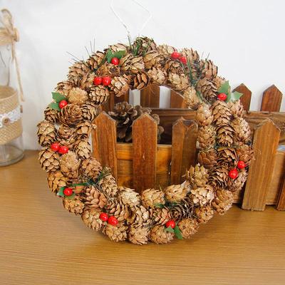 Christmas Ornaments Wreath Door Hanging Pine Cone Christmas Tree Decoration Rattan