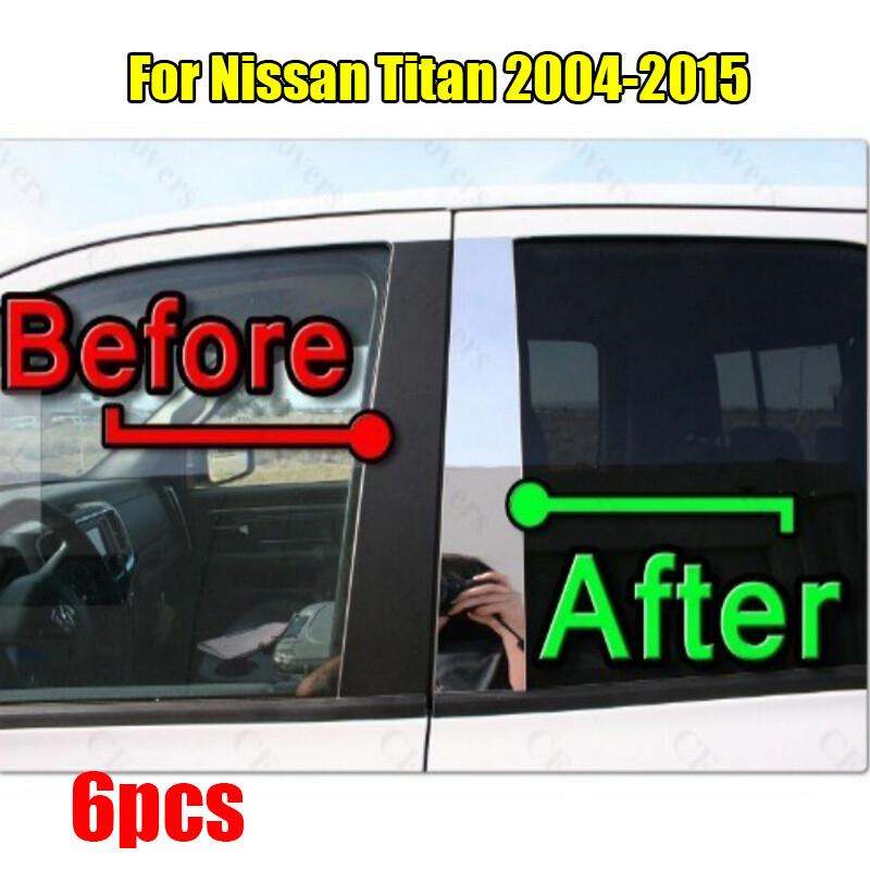 6PCS Set Chrome Pillar Trim Door Cover Mirrored Post For Nissan Titan 2004-2015