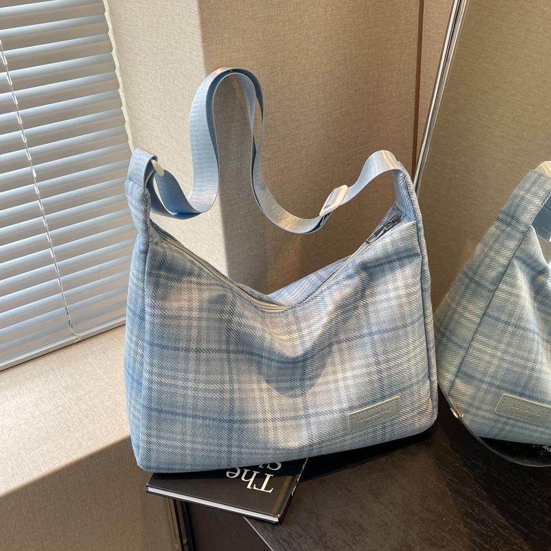 Trend Versatile Bag Women's 2025 Summer New Large-capacity Casual Plaid Small Square Bag Literary Messenger Bag