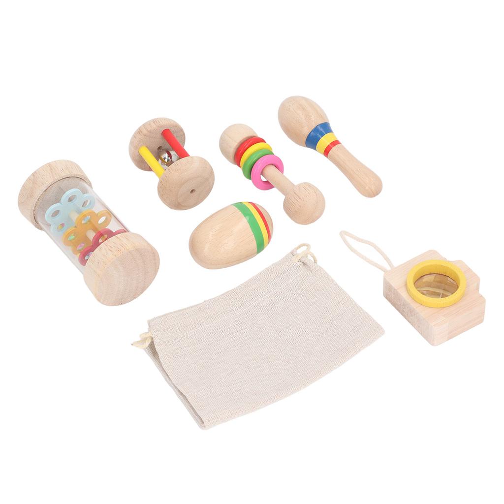 Kids Musical Instrument Toy Wooden Music Sand Hammer Rattle Bell Toys Set Kit for Home Travel
