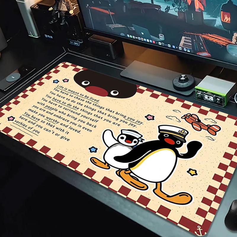 Pingu Cartoon Color Mouse Pad Large Gaming Table Cushion Non-slip Laptop Tablet Big Mousepad XXL Mat Mini PC Playmat With Lock edge