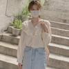 Korean Dongdaemun Women's V-Neck Ruffle Long Sleeve Shirt - 2025 Spring/Autumn Collection